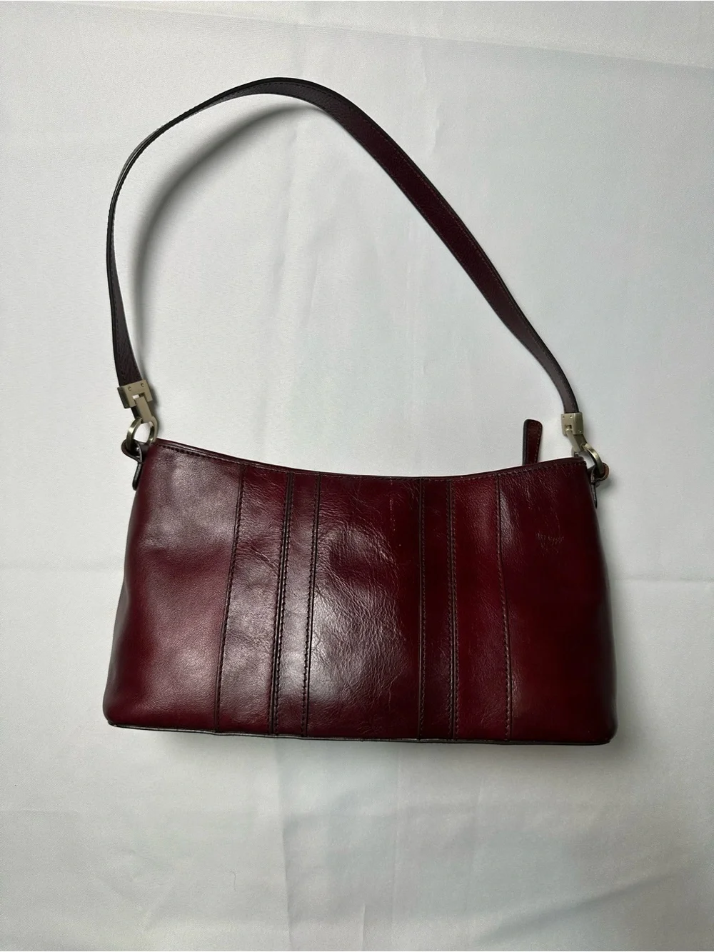Etienne Aigner Oxblood Red Leather Shoulder Bag with Gold Hardware
